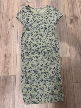 Isabel Maternity Green Floral Bodycon Maternity Dress